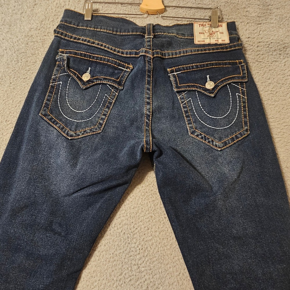 True Religion Ricky Relaxed Straight Flap Jeans Dark Wash Mens 34 x 34 NWOT